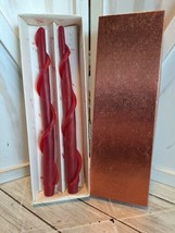 Vintage 12&quot; Red Twisted Taper Boxed Christmas Candles  - £10.10 GBP