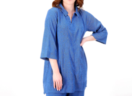 Cuddl Duds Crepe Knit Caftan Tunic Top- Regatta Blue, 1X - £20.17 GBP