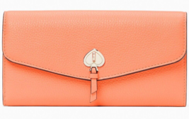 NWB Kate Spade Marti Leather Large Flap Wallet Orange K6402 $249 Gift Bag FS - £73.37 GBP