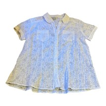 Allison Daley Women’s Size 14 White Lace Sheer Button Down Shirt Blouse Top - £22.05 GBP