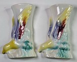 2 Vintage Morton Pottery Bird Of Paradise Wall Pocket Planter Vase 7&quot; White - $29.99