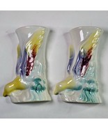 2 Vintage Morton Pottery Bird Of Paradise Wall Pocket Planter Vase 7&quot; White - €25,83 EUR