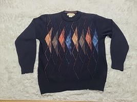 Norm Thompson M Sweater Geometric Triangles Men’s Wool Blend Multicolore... - £9.83 GBP