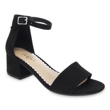 Sugar Women Ankle Strap Sandals Noelle Low Size US 7.5M Black Faux Suede - £30.25 GBP