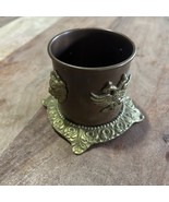 Vintage Small Planter W/ brass Lion &amp; Bird  Copper/Brass Toned 2.75” T 3... - €16,95 EUR