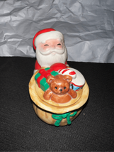 R. Dakin Ceramic Trinket Box Santa Claus. Santa with Sack of Toys w/Lid ... - $16.83