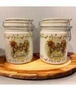 Set Of 2 Vtg Hallmark White Milk Glass Ceramic Teddy Bear Tea Party Cani... - €25,31 EUR