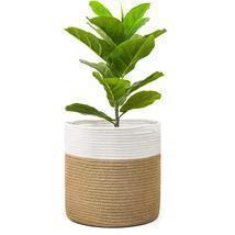 Mrosaa Woven Jute Cotton Flower Basket Garden Indoor Flower Pot Vase Planter Mod - £19.24 GBP+