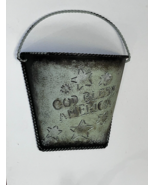 Country Primitive Americana Punched Tin Wall Basket Planter God Bless Am... - $20.58 CAD
