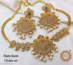 Kundan South Temple Necklace haar Mala Jewelry Set Party Fashion Wedding... - £24.10 GBP