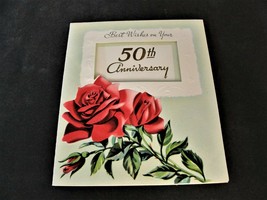 Best Wishes on your 50th Anniversary. Congratulations! -1950s Greeting Card. - £4.78 GBP