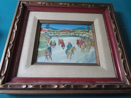 Oil On Canvas &quot;Middle Eastern R Iders&quot; Wooden Frame, Matted, Signed By Kinert - £158.24 GBP