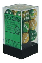 Chessex Manufacturing Gemini: 16mm D6 Gold Green/White (12) - £11.22 GBP