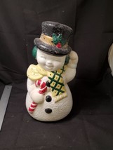 Ceramic Bisque Happy Snowman Hand Painted Finished with Glistening Snow - £34.92 GBP