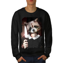 Wellcoda Raccoon Girl Sweet Mens Sweatshirt, Cute Lady Casual Pullover Jumper - £24.49 GBP+