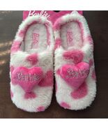 Barbie Fuzzy Indoor/Outdoor Slipper  Memory Foam Women 4/5 Pink And White - $24.95