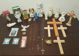 Christian/Catholic Collectibles Lot Angels/Crosses/Pins/Rosaries/Etc. 41 Pieces - £58.77 GBP