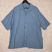 Tommy Bahama Silk Shirt Mens 2XL Blue Short Sleeve Button Up Beach Resort - £21.95 GBP