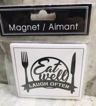 Ceramic Refrigerator Magnet-“Eat Well Laugh Often”. ShipN24Hours. - $352.01 MXN