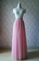 Pink Maxi Long Tulle Skirt Outfit Women Custom Plus Size Fluffy Tulle Maxi Skirt image 1