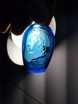 Wheaton Blue Carnival Glass Bottle George Washington Retro 1971 Mini 3" ... - $21.05