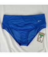 NEW Nike Swimsuit Brief Womens XL Blue High Waisted Zip Pocket Swim Bott... - $36.86