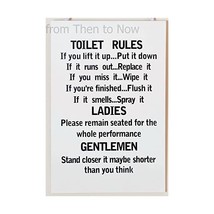 Leonardo Unique Toilet Rules Novelty Hanging Bathroom White Plaque,Funny Wooden  - £19.18 GBP