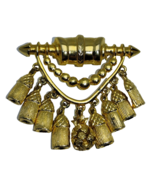 Brooch Gold Tone Tassels Pineapple Dangle Charm 2.5&quot; Wide - £13.51 GBP