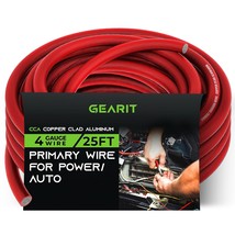 GearIT 4 Gauge Wire (25ft - Red Translucent) Copper Clad Aluminum CCA - ... - £39.32 GBP