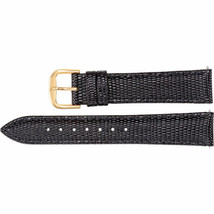 Men&#39;s 18mm Regular Black Leather Lizard Grain Padded Watch Strap Band - £28.24 GBP
