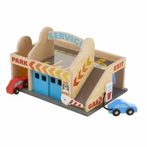 Melissa &amp; Doug Service Station Parking Garage With 2 Wooden Cars and Dri... - $30.97