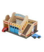 Melissa &amp; Doug Service Station Parking Garage With 2 Wooden Cars and Dri... - £24.29 GBP