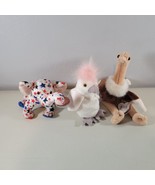 Ty Beanie Baby Lot Plush Elephant Righty, KuKu the Bird, Stretch The Ost... - $16.99