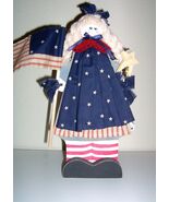 Patriotic Wooden Girl Handcrafted Primitive 4th of July Signed Connie Al... - $29.69