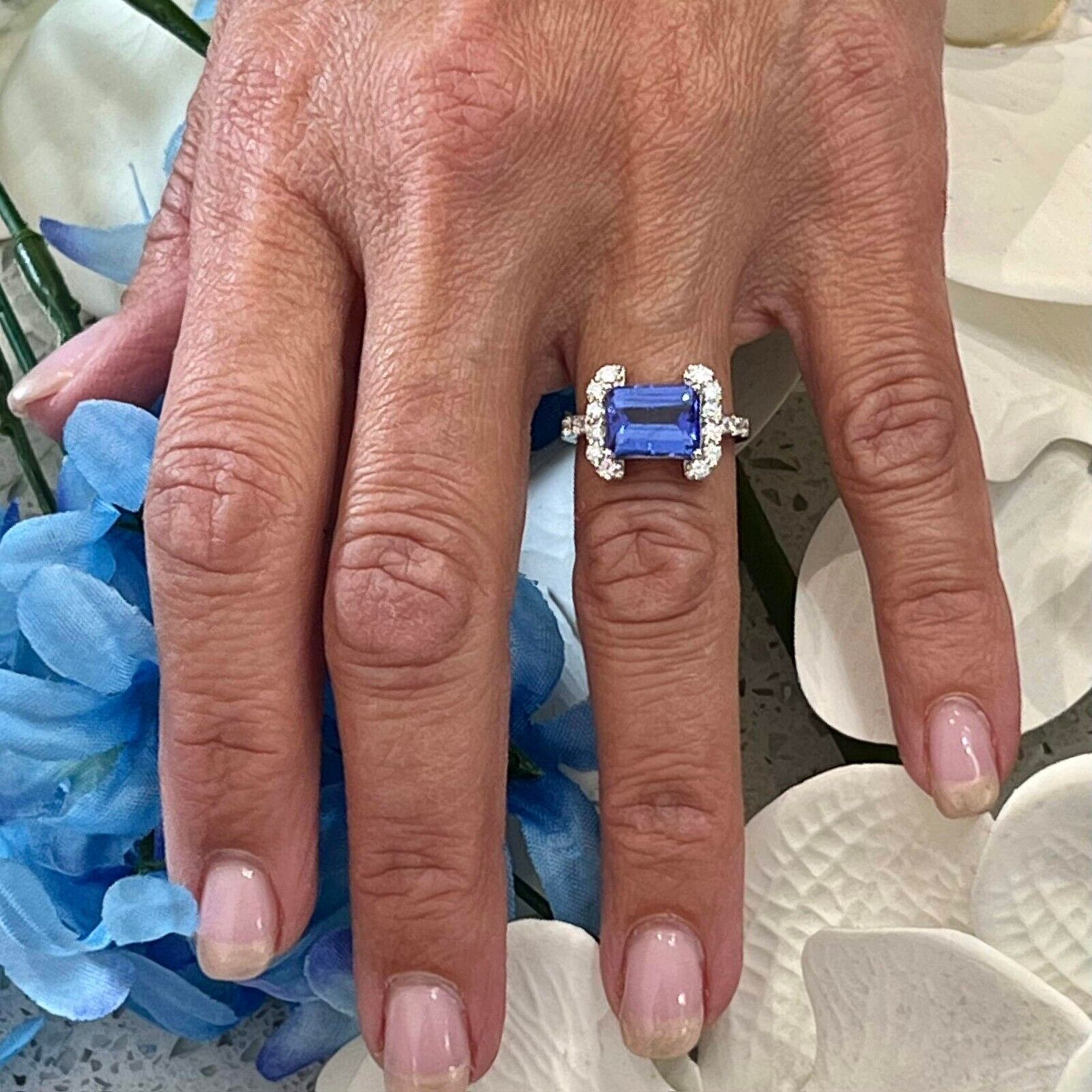 Natural Tanzanite Diamond Ring 6.5 14k W Gold 3.89 TCW Certified $4,790 217841 Item image 8