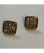 14k White Gold With 9 Diamonds Square Stud Earrings .33”X.33” 3.2g - €315,65 EUR