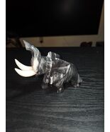 Vintage Gray White Marble Stone Heavy Decorative Elephant Raised Trunk S... - €25,71 EUR