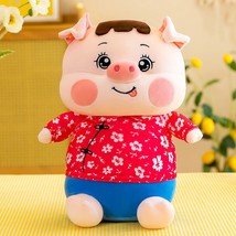 Chinese Style Red Coat Pig Plush Toy Down Cotton Stuffed Doll Birthday Gift Bed  - £15.88 GBP