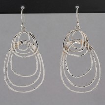 Retired Silpada Sterling Silver POP THE BUBBLY Hammered Loop Wire Earrings W2777 - £31.34 GBP