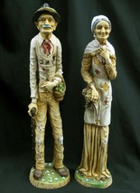 VTG Statues Old Woman And Elderly Man Figure Set Couple L Toni Italy Folk Art  - £126.14 GBP