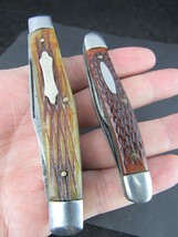 x2 Vintage SABRE knives knife lot 605 3 2 Blade Folding Pocket Knife - $773.81 MXN