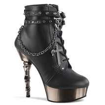 DEMONIA MUERTO-100  Women&#39;s  5&quot; Finger Bone Heel Platform Lace-Up Ankle ... - £94.16 GBP