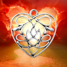 5 pcs Celtic Knot Heart Bead Drops Pendants 31mm Silver Jewelry Making Supplies - £3.95 GBP