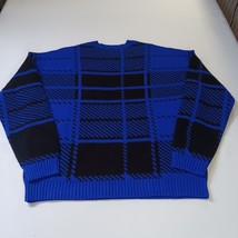 ASOS Design Men's Blue & Black Long Sleeve Flannel Pullover Sweater Size Medium image 2