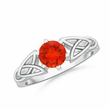 ANGARA 6mm Natural Fire Opal Solitaire Celtic Knot Ring in Sterling Silver - £215.98 GBP+