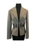 Cache Luxe Brown Oatmeal Elaborate Bead Embellished Lined Suit Jacket $3... - $179.44 CAD