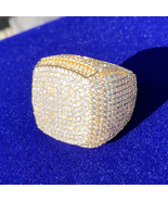 5AAA+ CZ Ice Out Hop Hip Bling Prong Big Rings for Men 24k Real Gold Pla... - $58.77