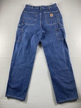 Carhartt Carpenter Jeans 31x33 Blue Denim Loose Baggy Dungaree Fit Tag 33x34 - £20.09 GBP