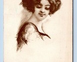 Gibson Girl Woman With Curly Hair In Black 1912 DB Postcard M2 - $13.66