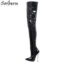 Custom Crotch Thigh High Women Boot Over The Knee Metal High Heel 14Cm Sexy Feti - £207.33 GBP